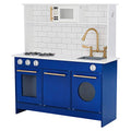 Wooden Play Kitchen with Refrigerator, Oven, Sink, and Storage Space, White C4919