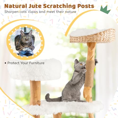 Solid Wood Cat Tree with Scratching Posts (34 Inch) E800622