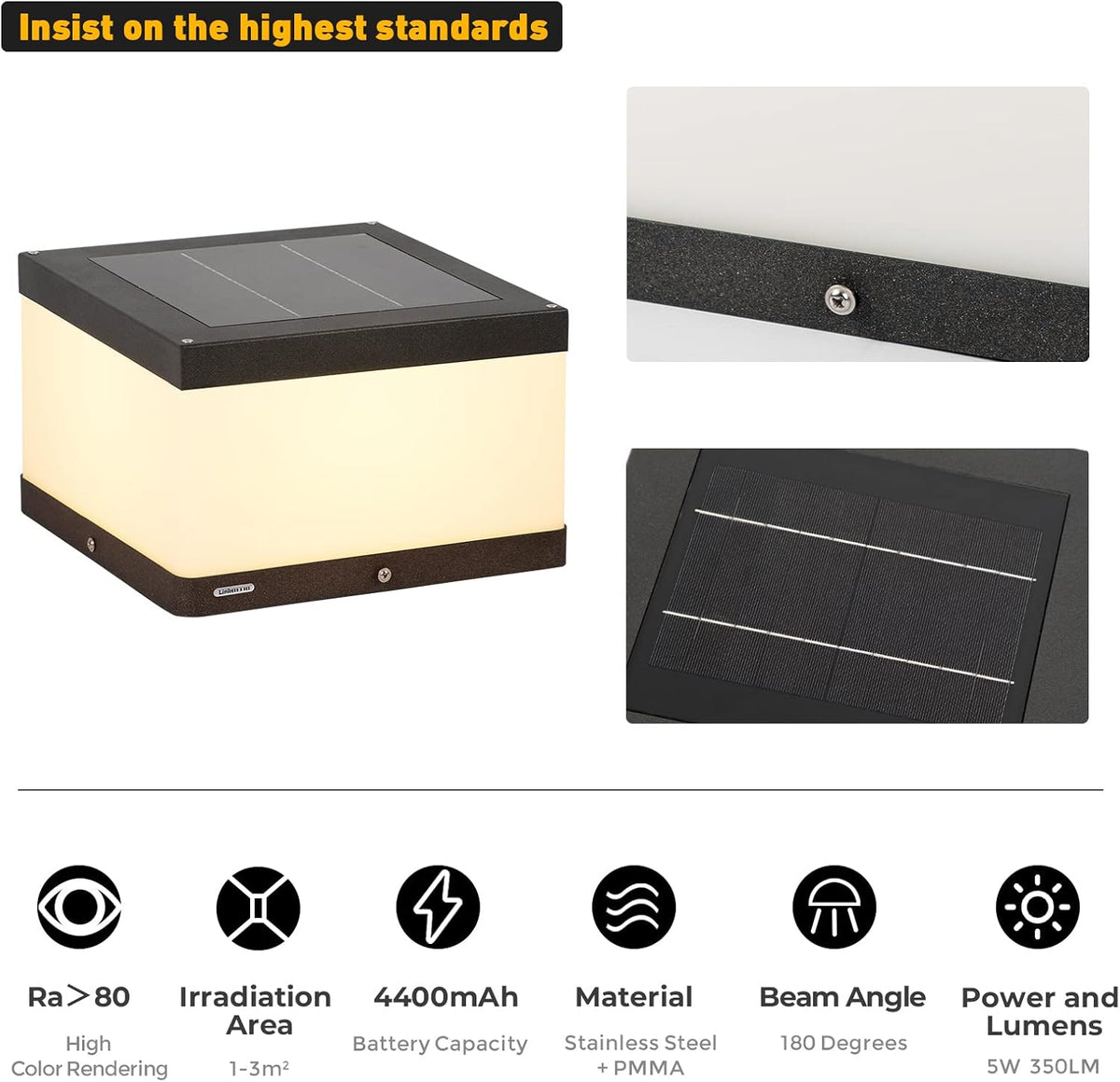 Outdoor Solar Post Cap Light with Waterproof IP54 Y318748