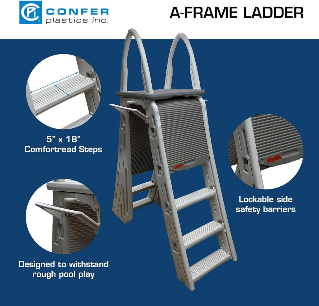 Adjustable A Frame Safety Ladder with Step Barrier A35837