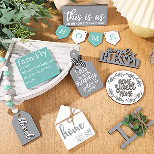 Two Tiered Tray with 11 Pcs Wooden Signs A474