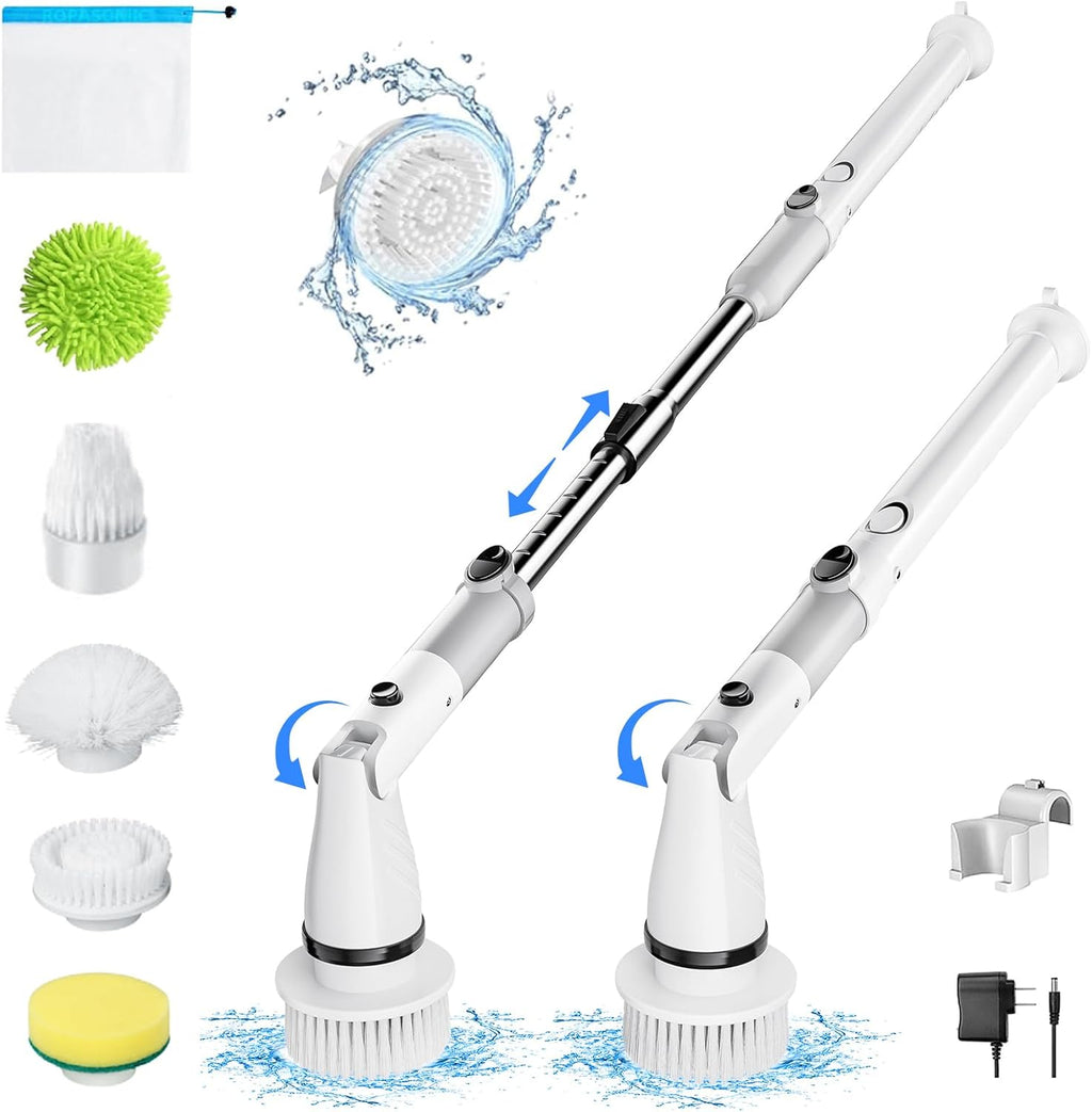 Cordless Electric Spin Scrubber with Adjustable Extension Handle (Grey) N972784