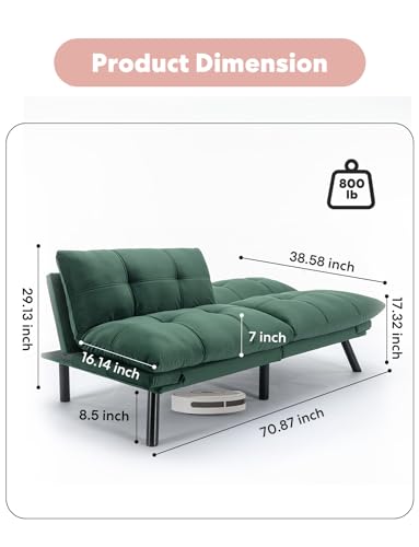Navy Blue Velvet Convertible Sofa Sleeper W99689