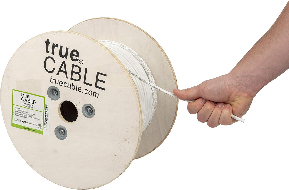 White Cat6 Plenum 500ft Bare Copper Ethernet Cable Q187910