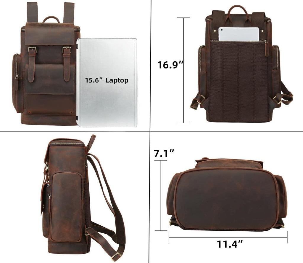 Leather 15.6 inch Laptop Backpack P615