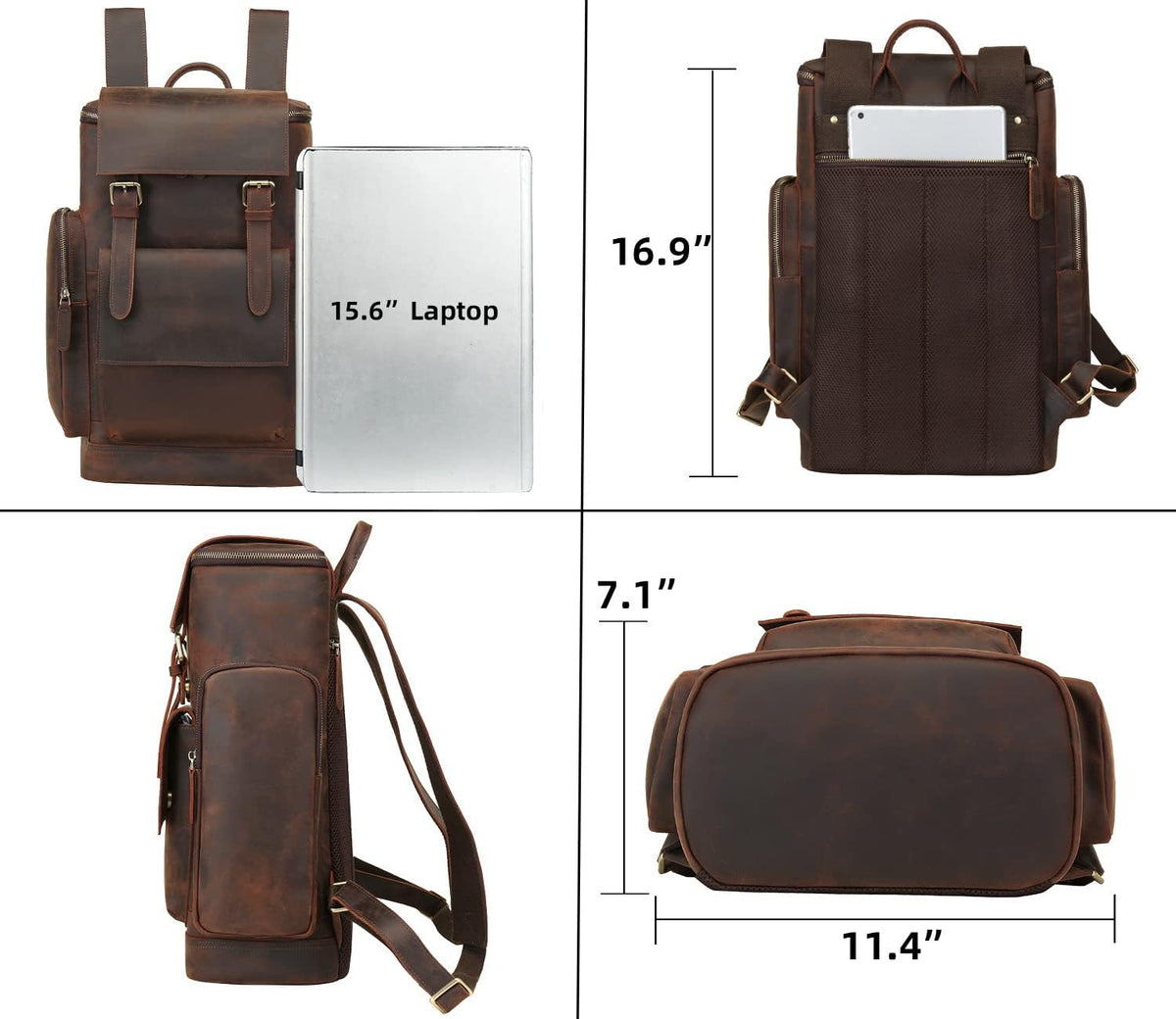 Leather 15.6 inch Laptop Backpack P615