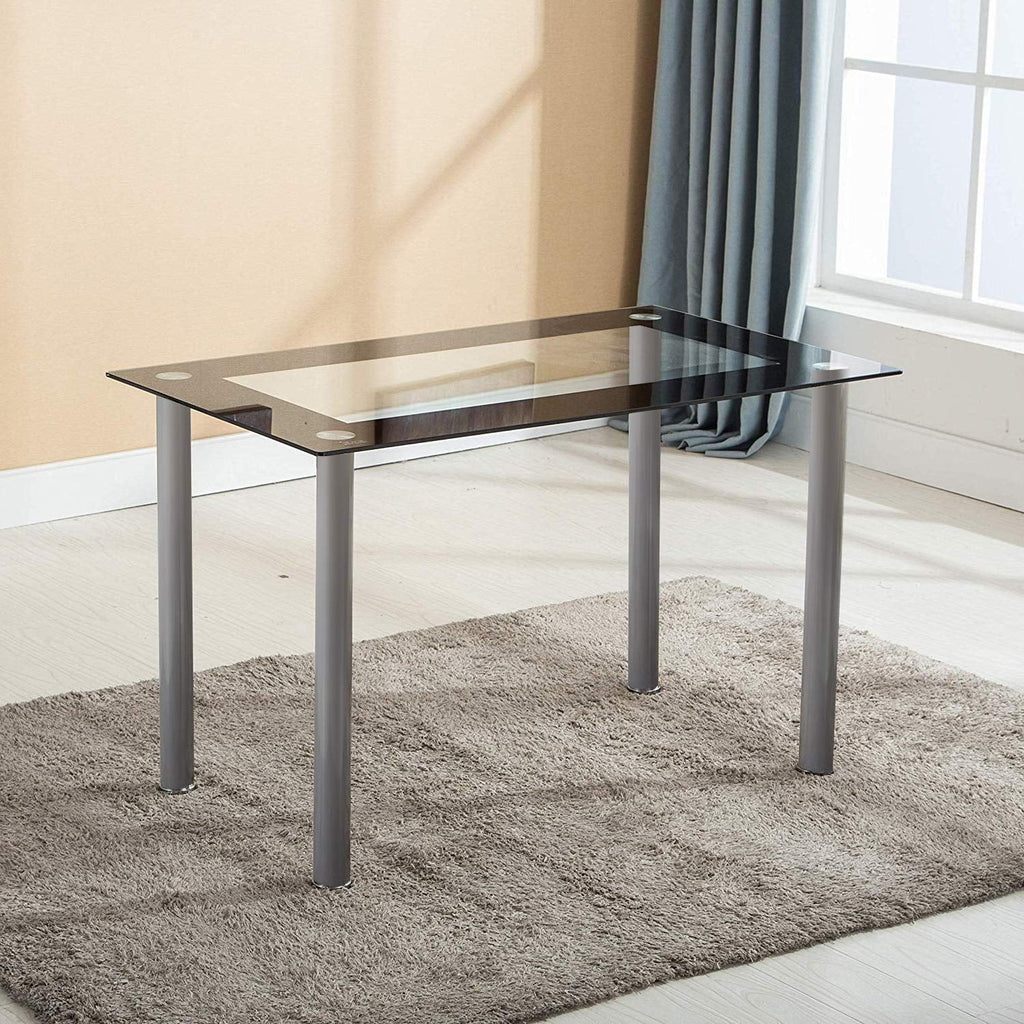 Transparent & Black Tempered Glass Dining Table Set with 4pcs Chairs R33781