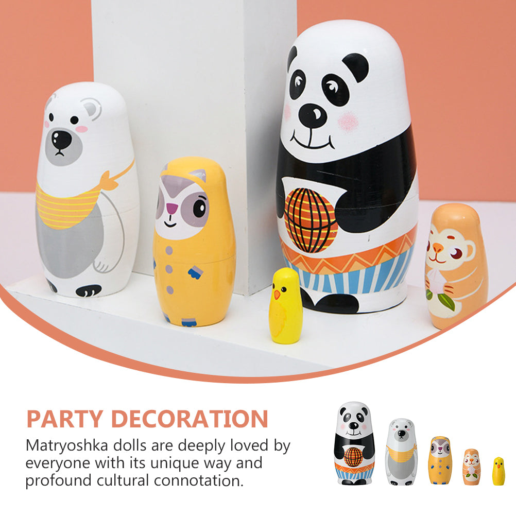Painted Stacking Russian Wooden Doll Matryoshka Doll Decor Q424824