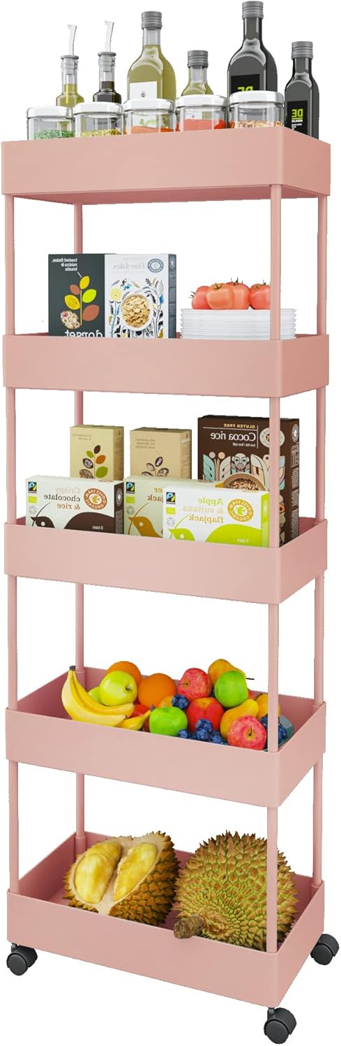 5 Tier Slim Rolling Utility Cart with Wheels K54390