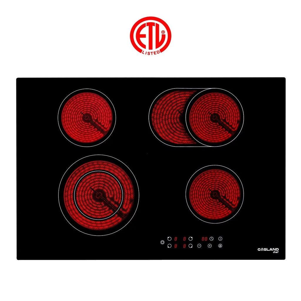 30 Built-in Electric Cooktop, 4 Burners Ceramic Glass A738