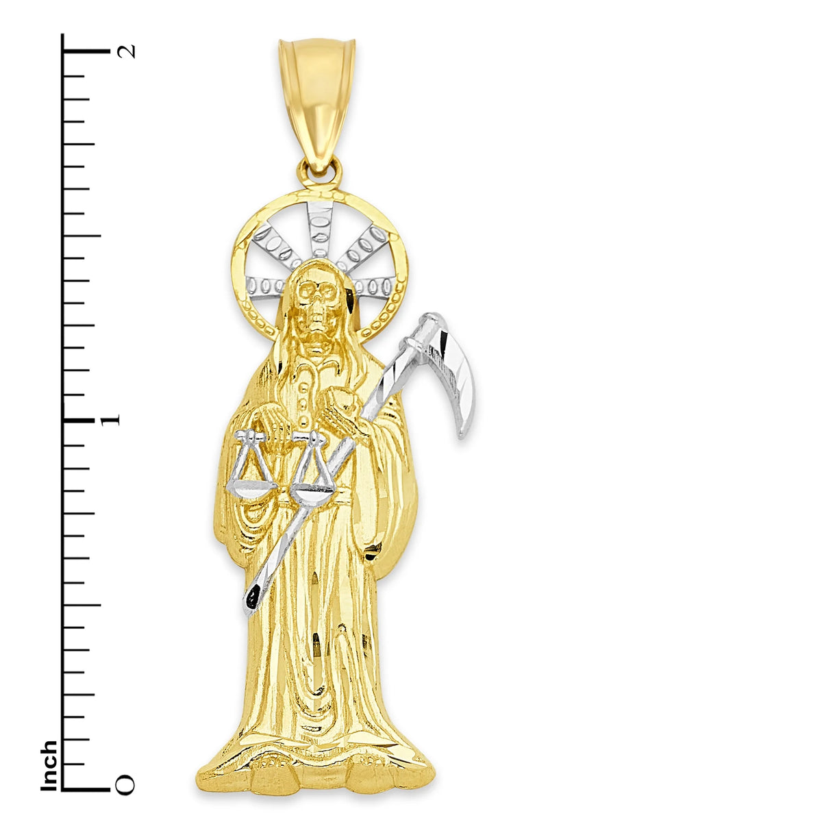 14k Gold Small San Muerte Pendant Necklace R200