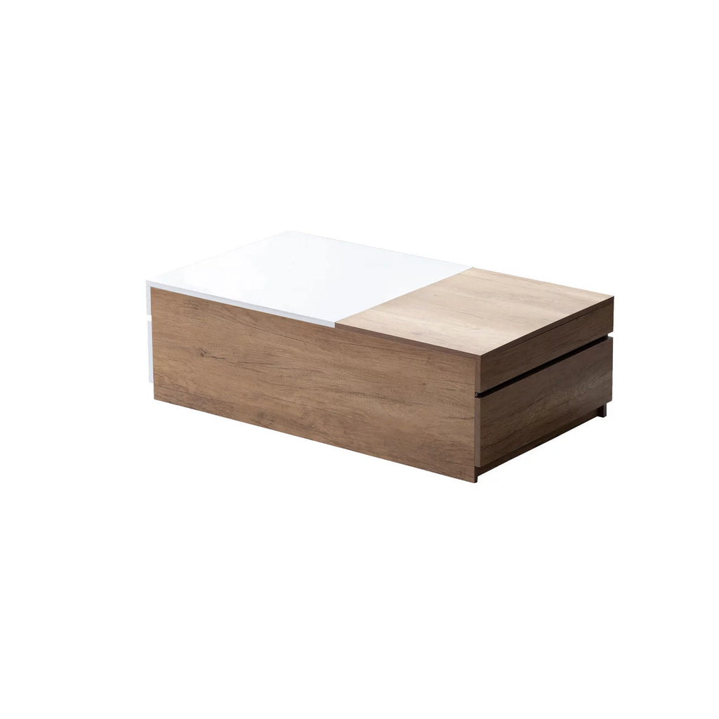 Light Brown Engineered Wood Coffee Table with Hidden Compartments R313