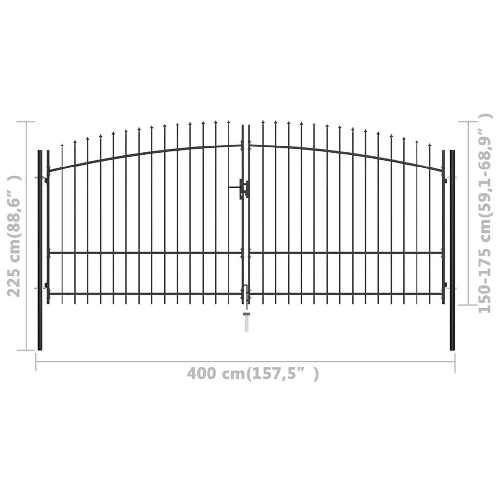 Double Door Fence Gate with Spear 157.5"x88.6" U288