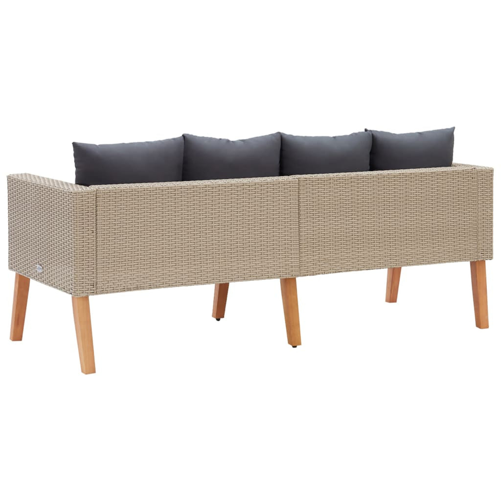 Beige Poly Rattan 2-Seater Patio Sofa with Cushions Q5608