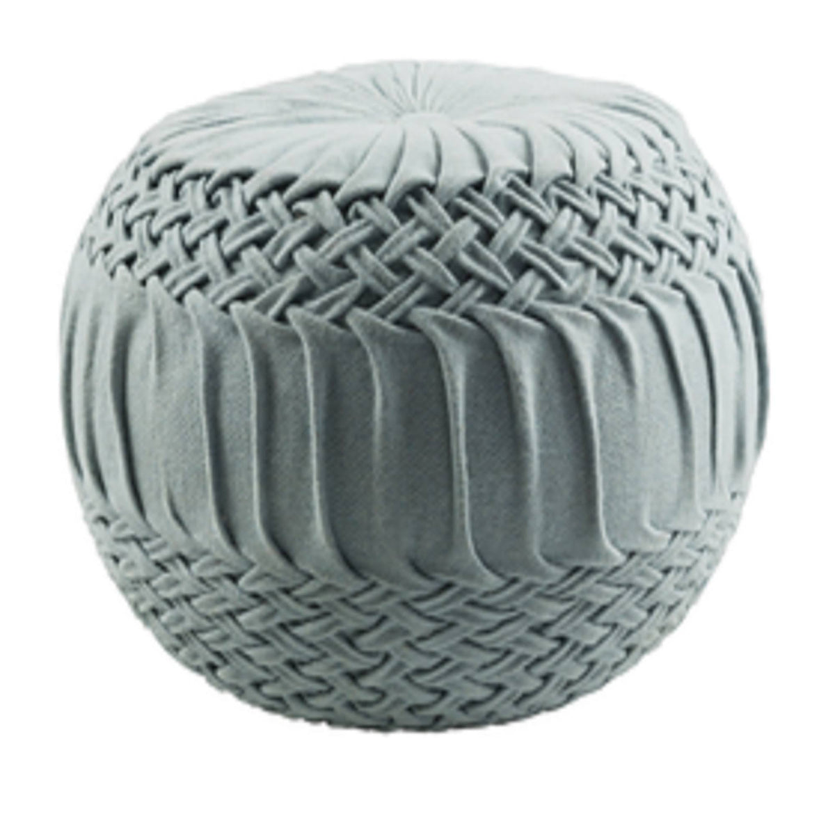 Dolphin Blue Round Woven Wool Pouf Ottoman K40050