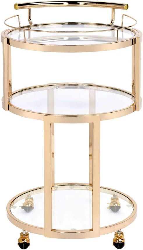 Gold & Clear Glass Cart R269