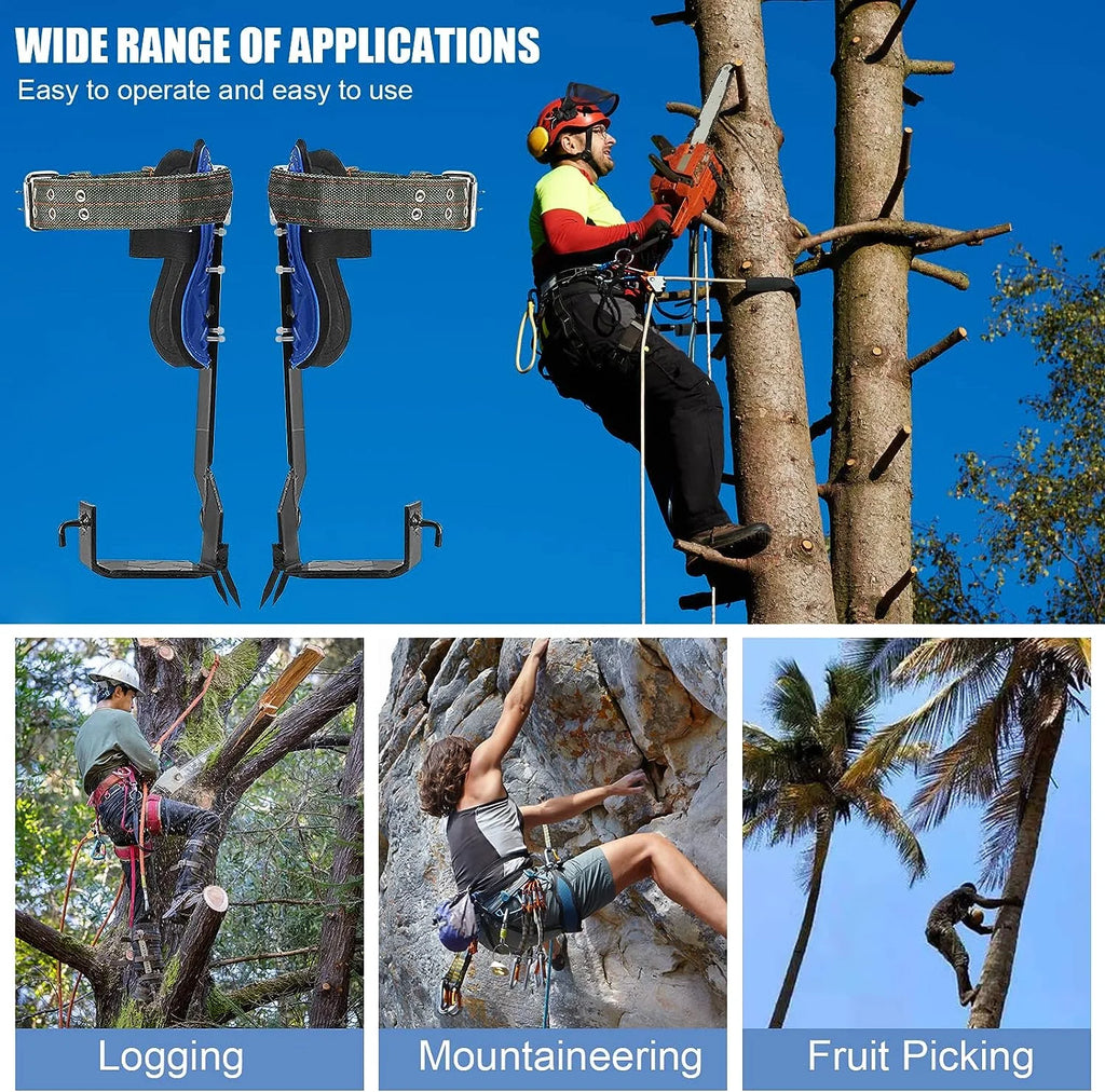 Tree Climbing Spikes Pads Set with Full Wrap Protection Tree Gaffs Spurs Equipment H44683