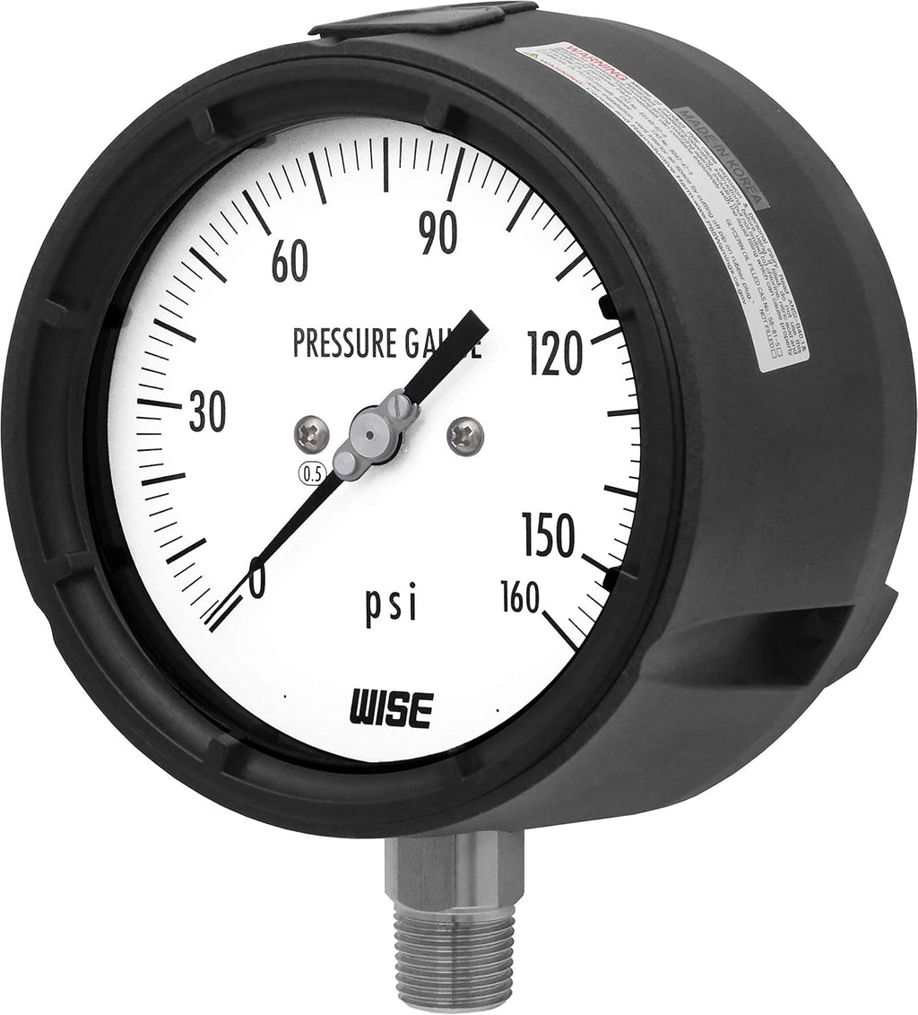 Solid Front Pressure Gauge with 125mm Dial, 1/2NPT(M), Bottom Connection, 0~160psi, 0.5% Accuracy G225665