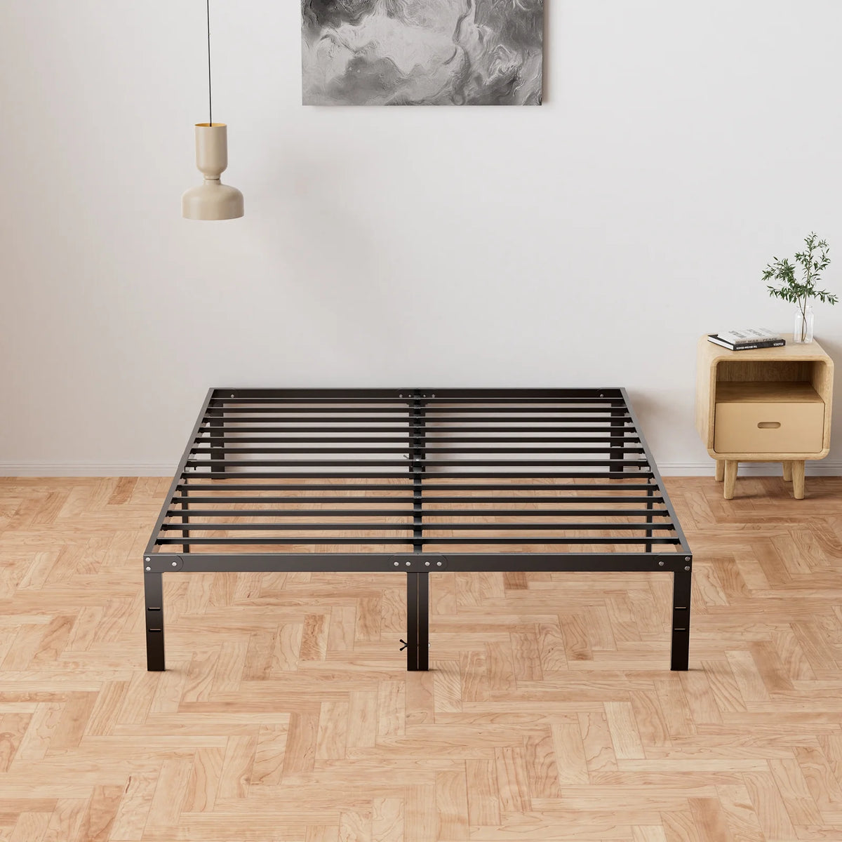 Queen Size Metal Platform Bed Frame with Underbed Storage E760433