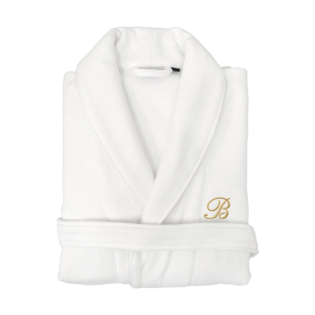 Gold Turkish Cotton Waffle Weave Terry Bath Robe Q2666