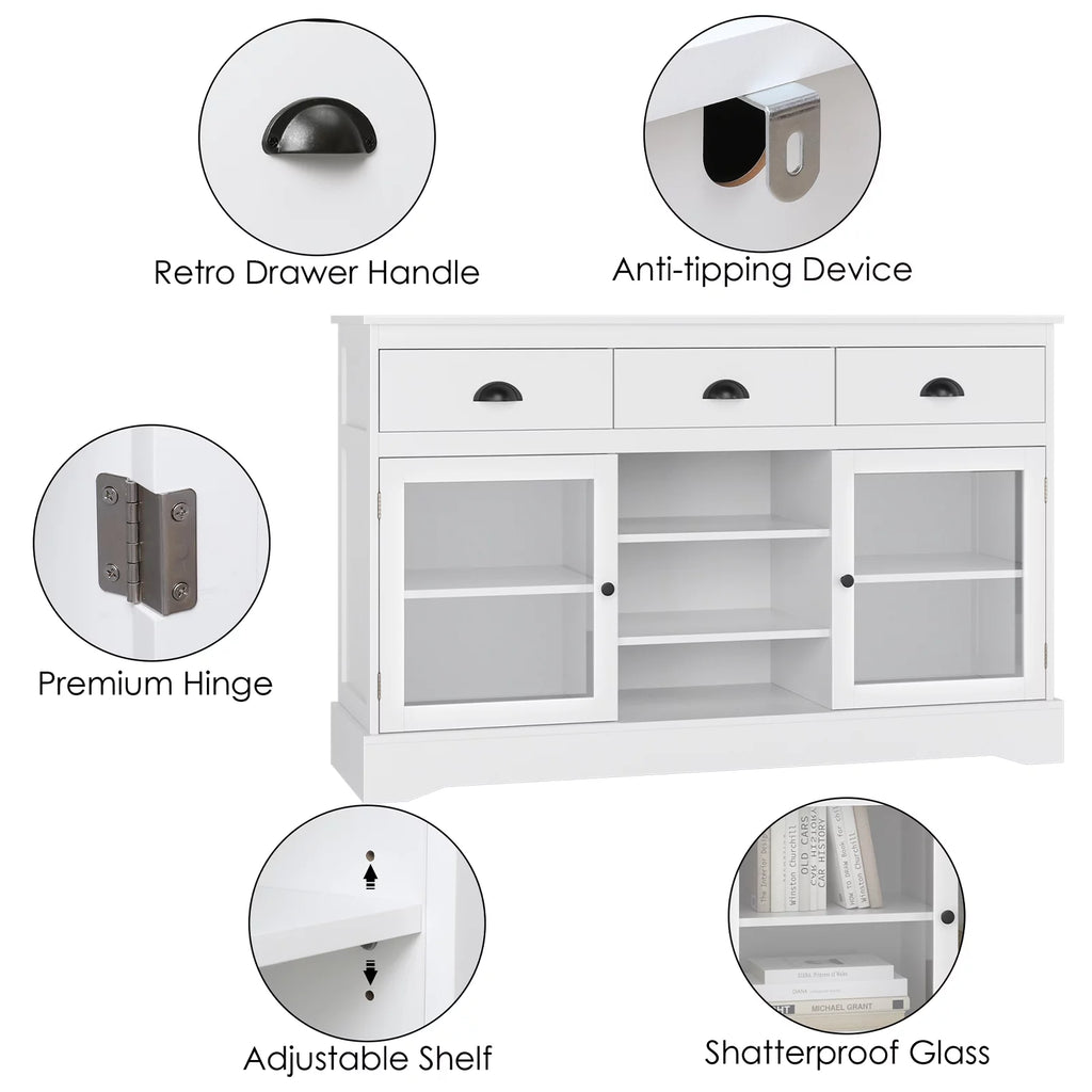 White 3 Drawer Sideboard Buffet X818300