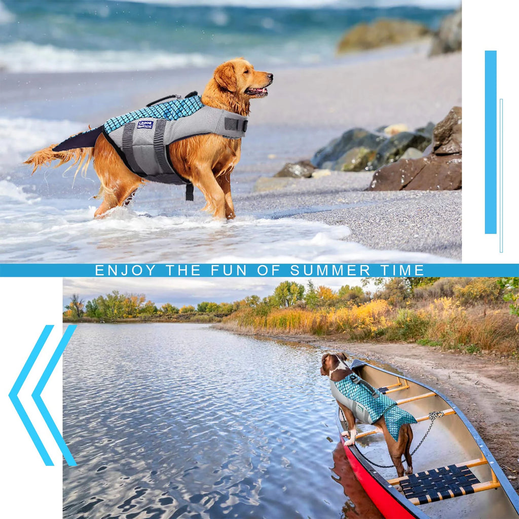 Dog Life Jacket with Rescue Handle, Reflective Adjustable Life Vest K816
