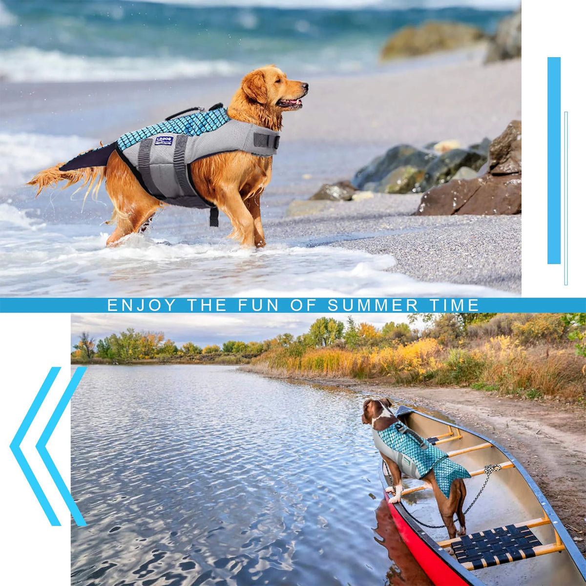 Dog Life Jacket with Rescue Handle, Reflective Adjustable Life Vest K816