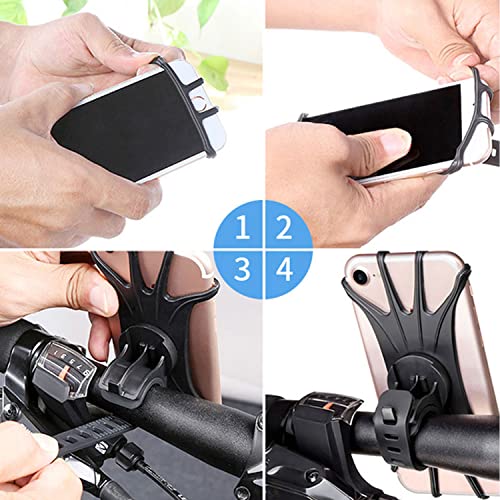 2 Pack Universal Bike Phone Mounts, 360 Rotation Silicone Holders T70223