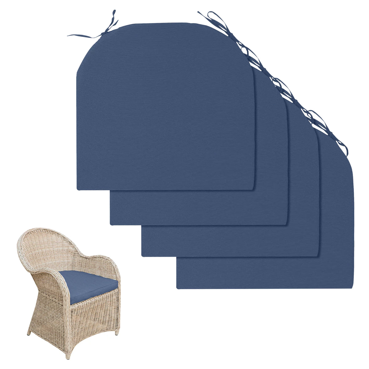 Waterproof Outdoor Seat Cushions Set of 4 Navy Blue R81428
