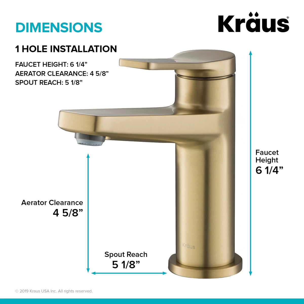 Single Handle Bathroom Faucet in Brushed Gold N120618