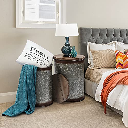 Galvanized Metal Storage Ottoman Side Table A84771