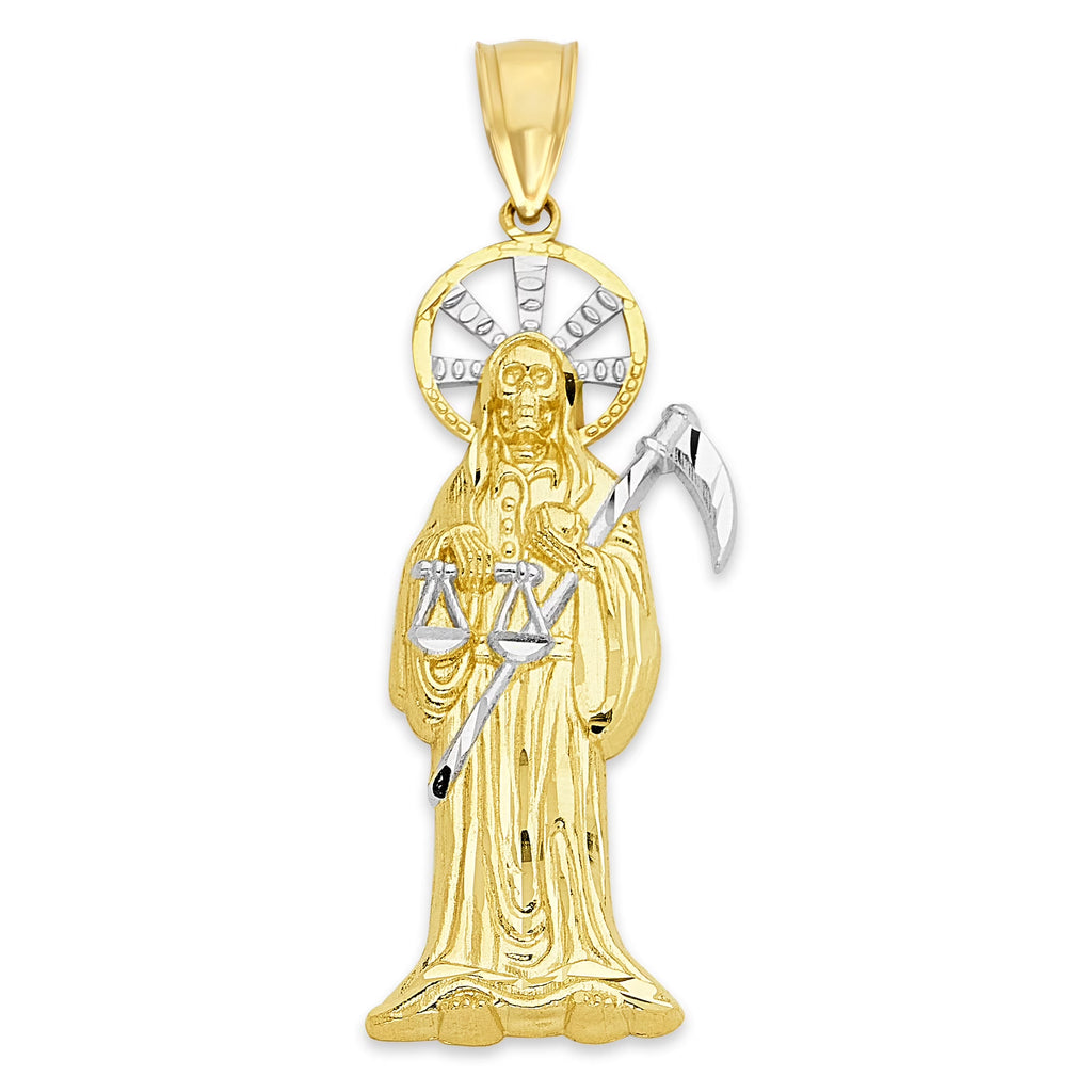 14k Gold Small San Muerte Pendant Necklace R200