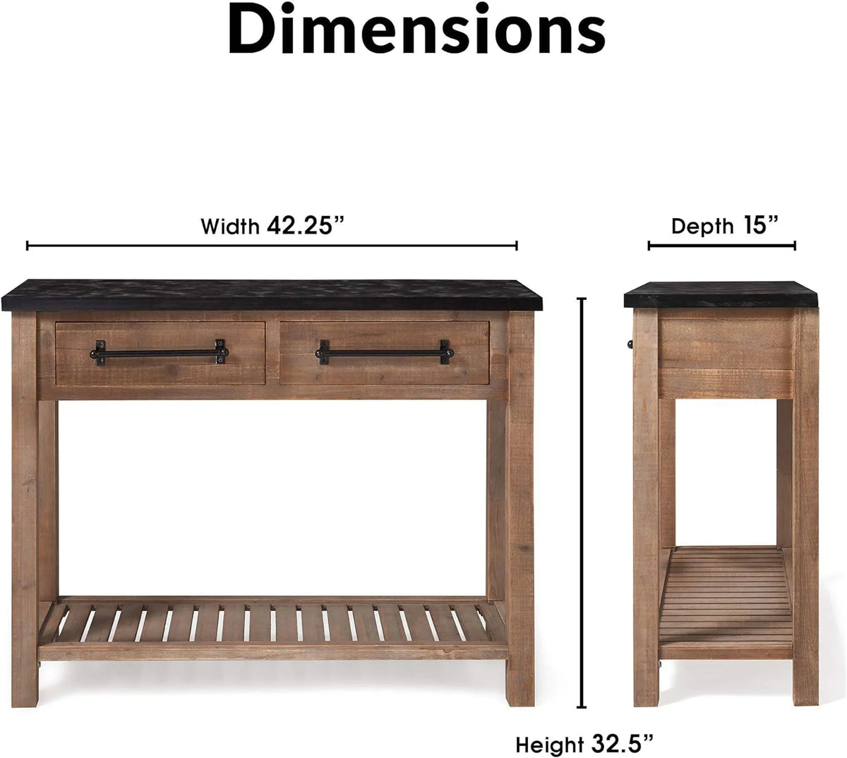 Brown Wooden Console 2 Drawers with Shelf Storage A6997