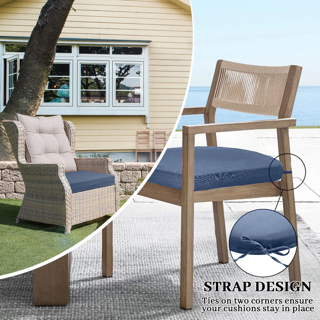 Waterproof Outdoor Seat Cushions Set of 4 Navy Blue R81428