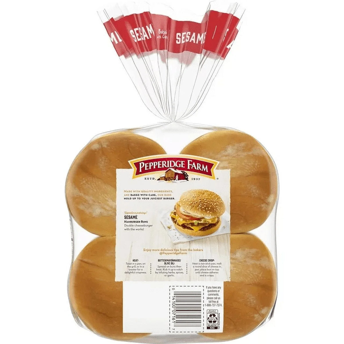 Sesame Topped Hamburger Buns, 4-Pack 8 Count Bags W91870