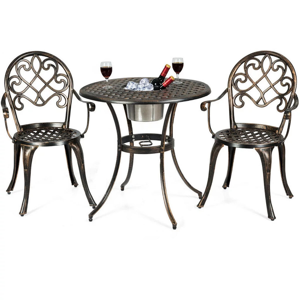 3 Pc Patio Dining Set with Ice Bucket T92343