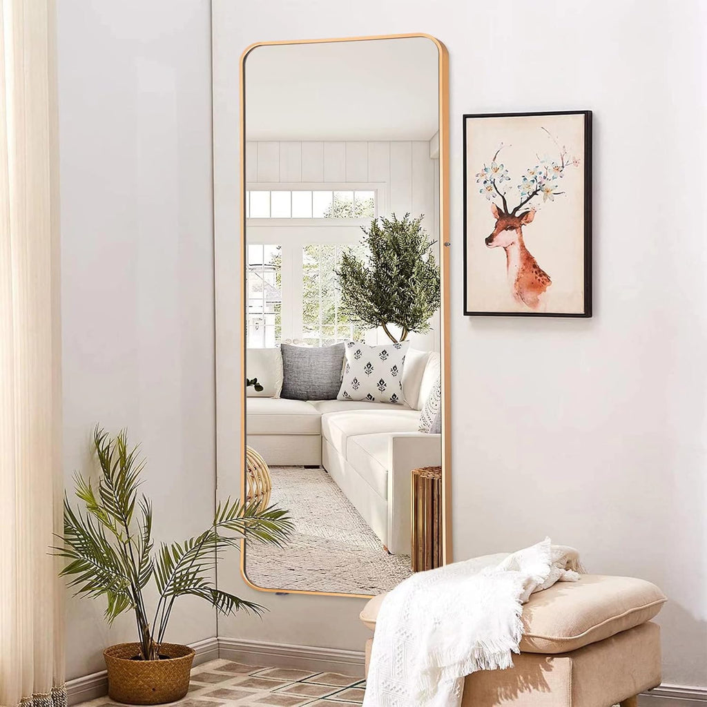 Gold Aluminum Alloy Frame Full Length Floor Mirror N18615