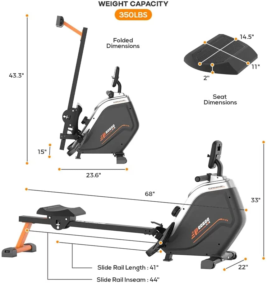 Foldable Magnetic Rowing Machine with 16 Level Resistance G738