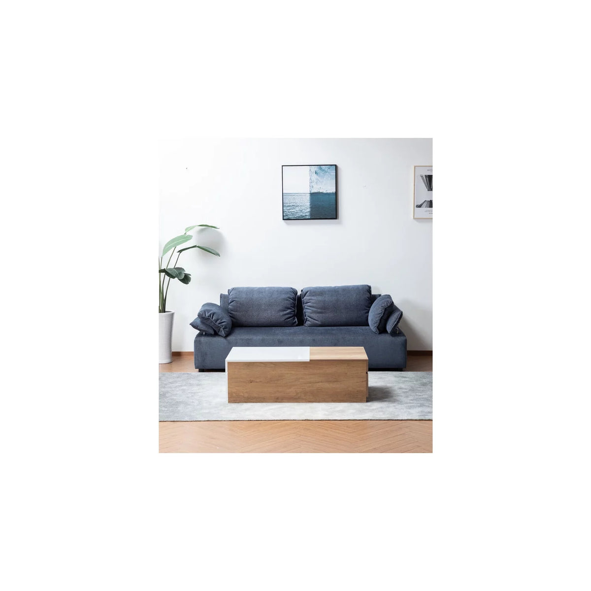 Light Brown Engineered Wood Coffee Table with Hidden Compartments R313