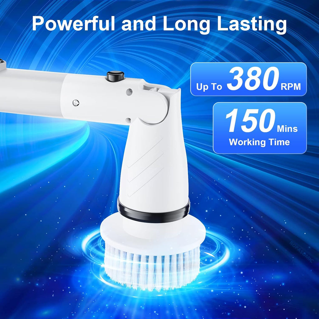 Cordless Electric Spin Scrubber with Adjustable Extension Handle (Grey) N972784