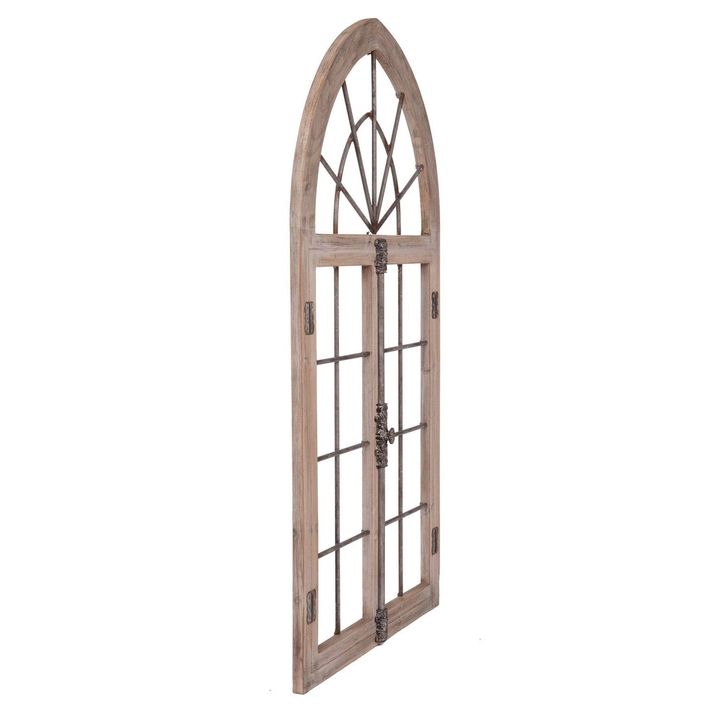 Distressed Gray Arched Cathedral Window Frame Wall Décor H81116