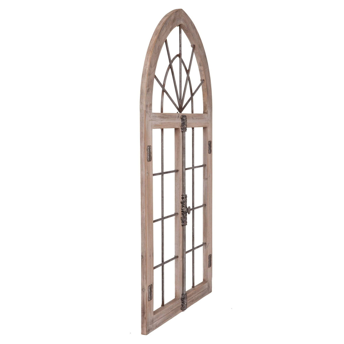 Distressed Gray Arched Cathedral Window Frame Wall Décor H81116