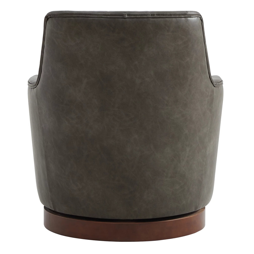 Dark Gray Faux Leather Swivel Barrel Accent Chair C752