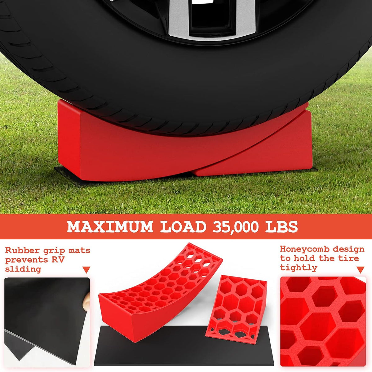 RV Leveling Blocks Kit with Curved Levelers and Chocks I4690