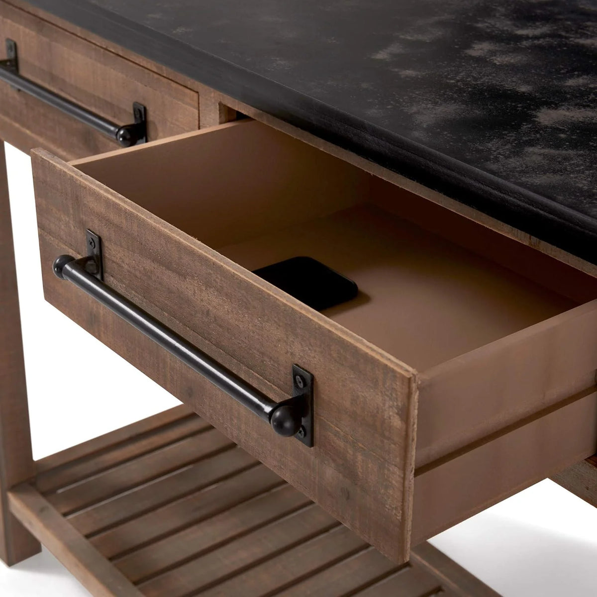 Brown Wooden Console 2 Drawers with Shelf Storage A6997