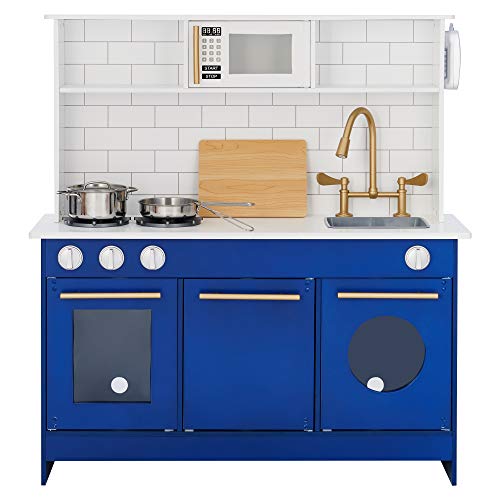 Wooden Play Kitchen with Refrigerator, Oven, Sink, and Storage Space, White C4919