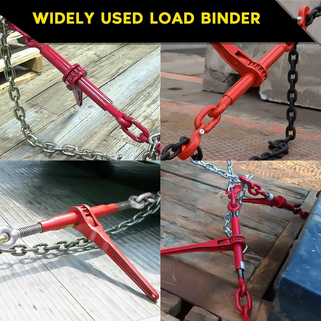 Ratchet Chain Binder 3/8-1/2 Inch, 2 Pack, 9200 LBS Working Load Capacity B193247