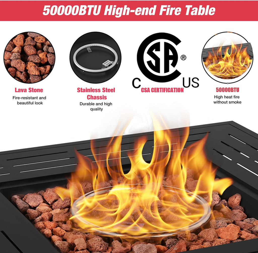 32 Inch 50,000 BTU Auto-Ignition Propane Fire Pit Table A7297