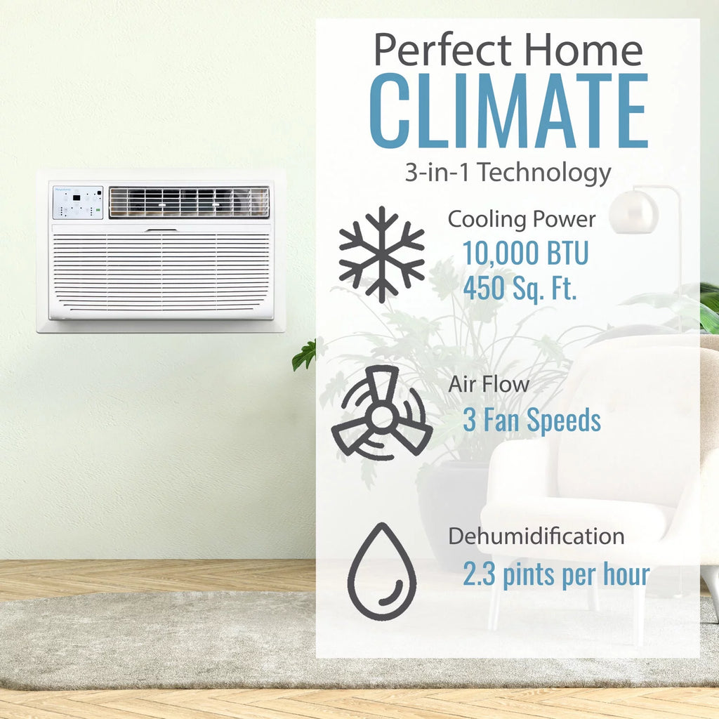 10,000 BTU 115-Volt Through-the-Wall Air Conditioner with Remote, White Y4676