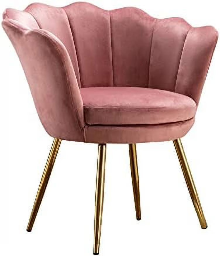 Cream White Velvet Shell Shaped Accent Chair H625489
